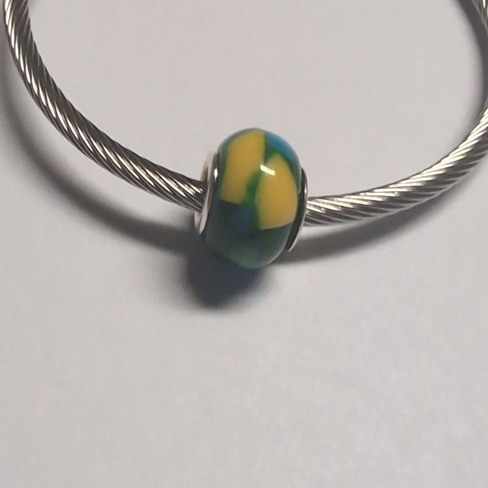 Green Blue Purple Yellow Block Charm for Pandora Style Bracelet